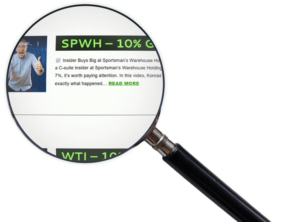 magnifiying glass of insider trading